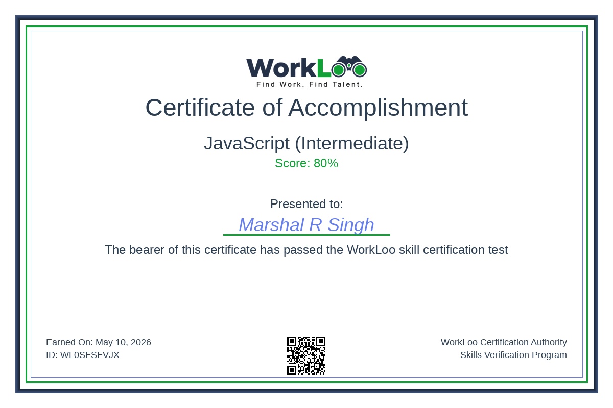 Certificate - JavaScript (Intermediate)
