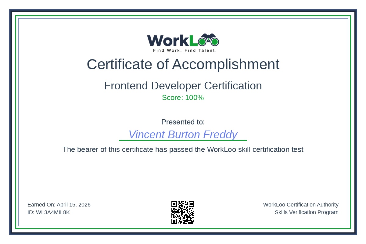 Certificate - Frontend Developer Certification
