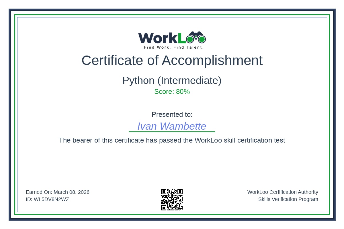Certificate - Python (Intermediate)