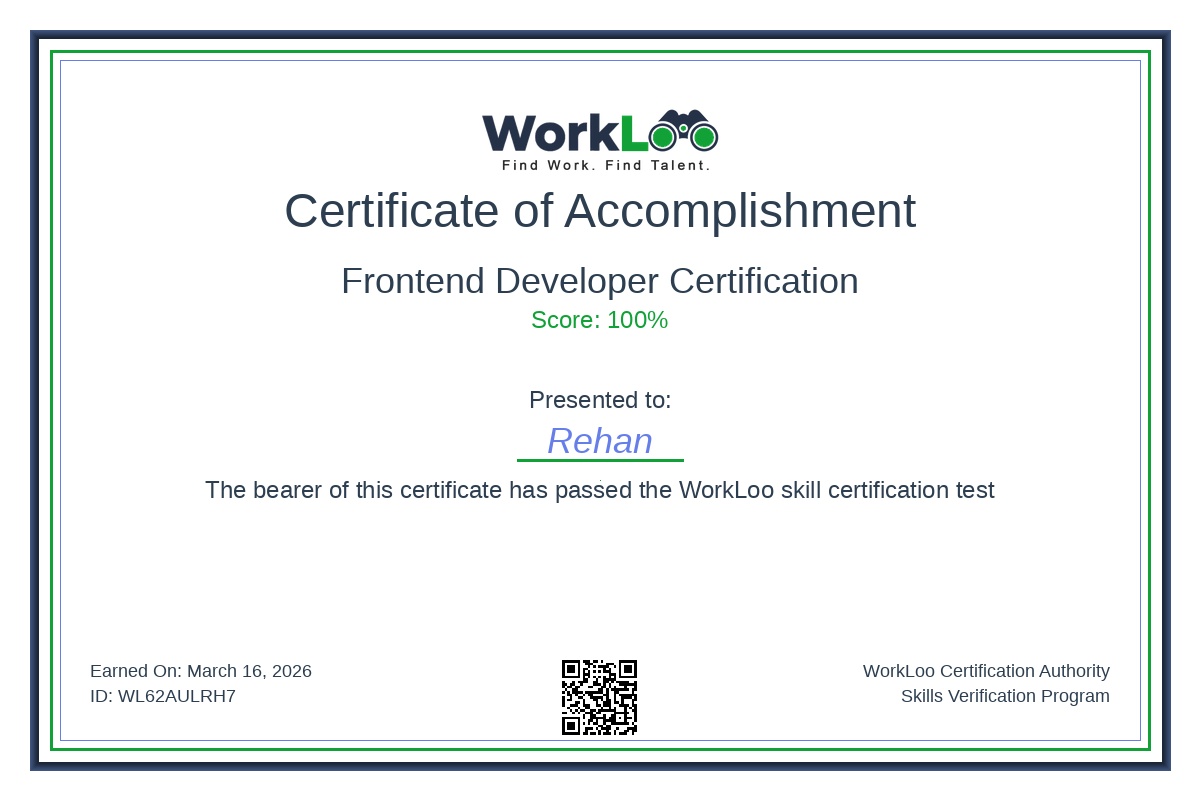 Certificate - Frontend Developer Certification