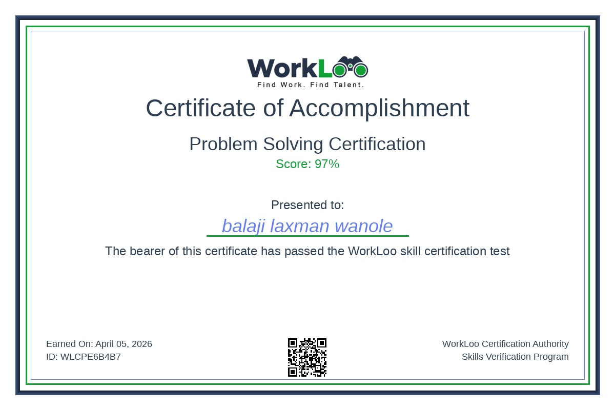 Certificate - Problem Solving Certification