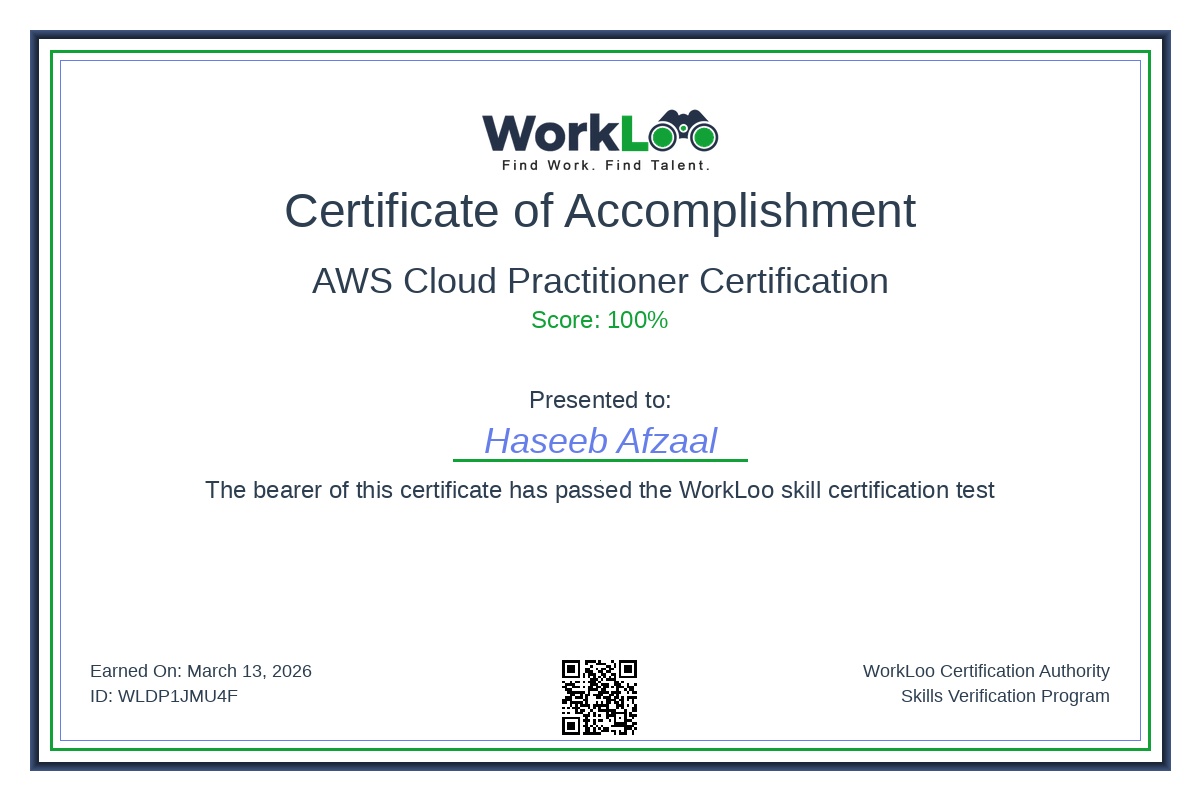 Certificate - AWS Cloud Practitioner Certification