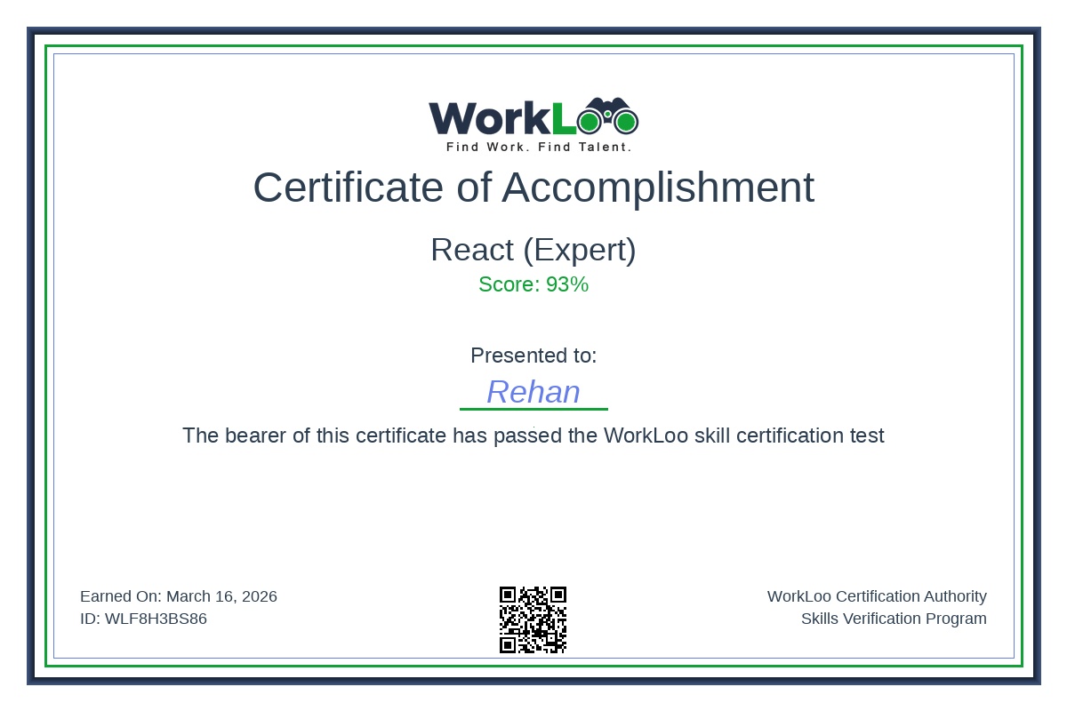 Certificate - React (Expert)