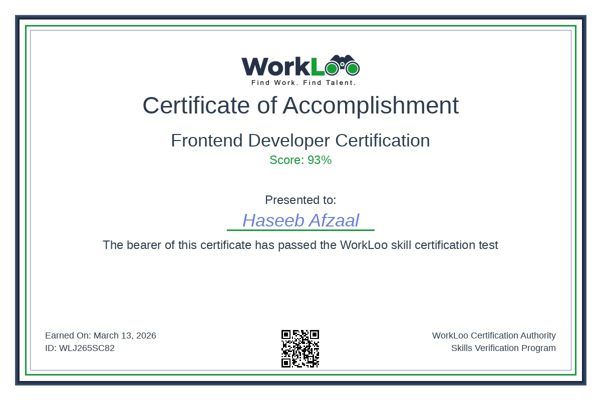 Certificate - Frontend Developer Certification