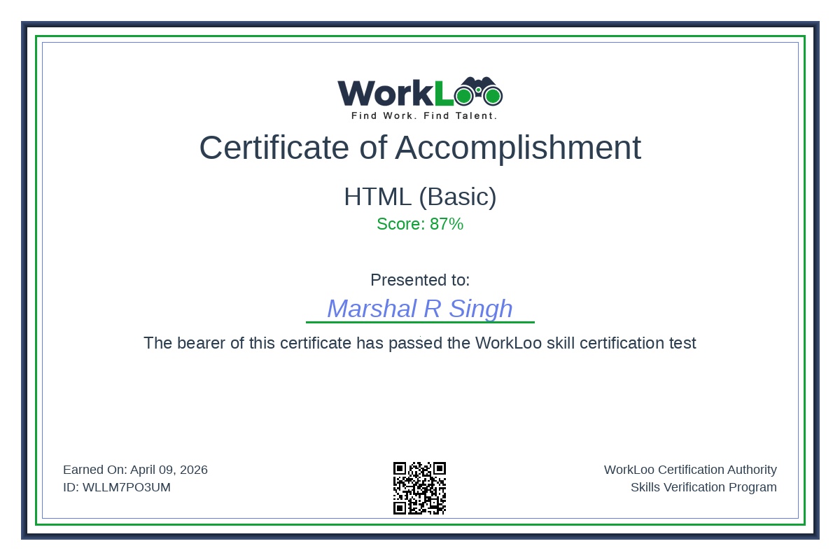 Certificate - HTML (Basic)