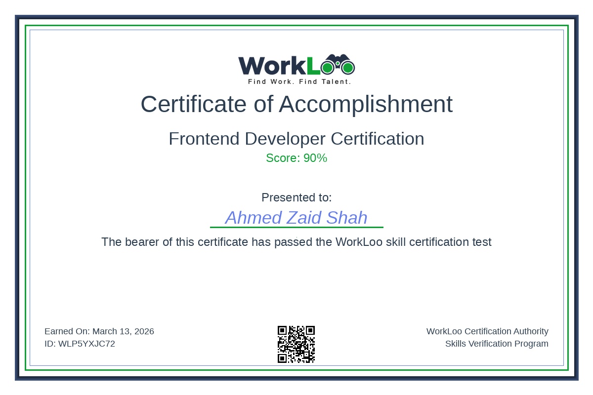 Certificate - Frontend Developer Certification