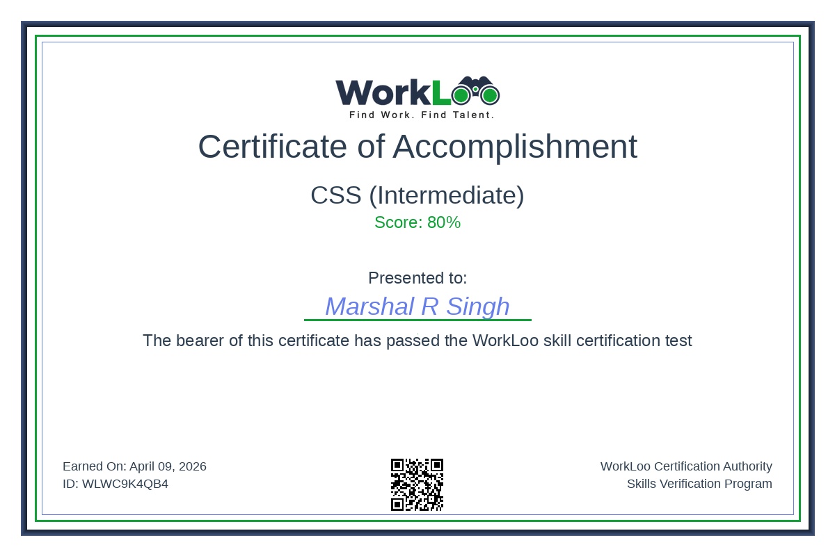 Certificate - CSS (Intermediate)