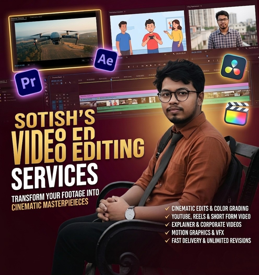 I will do professional video editing for YouTube, Reels, and Corporate Brands.