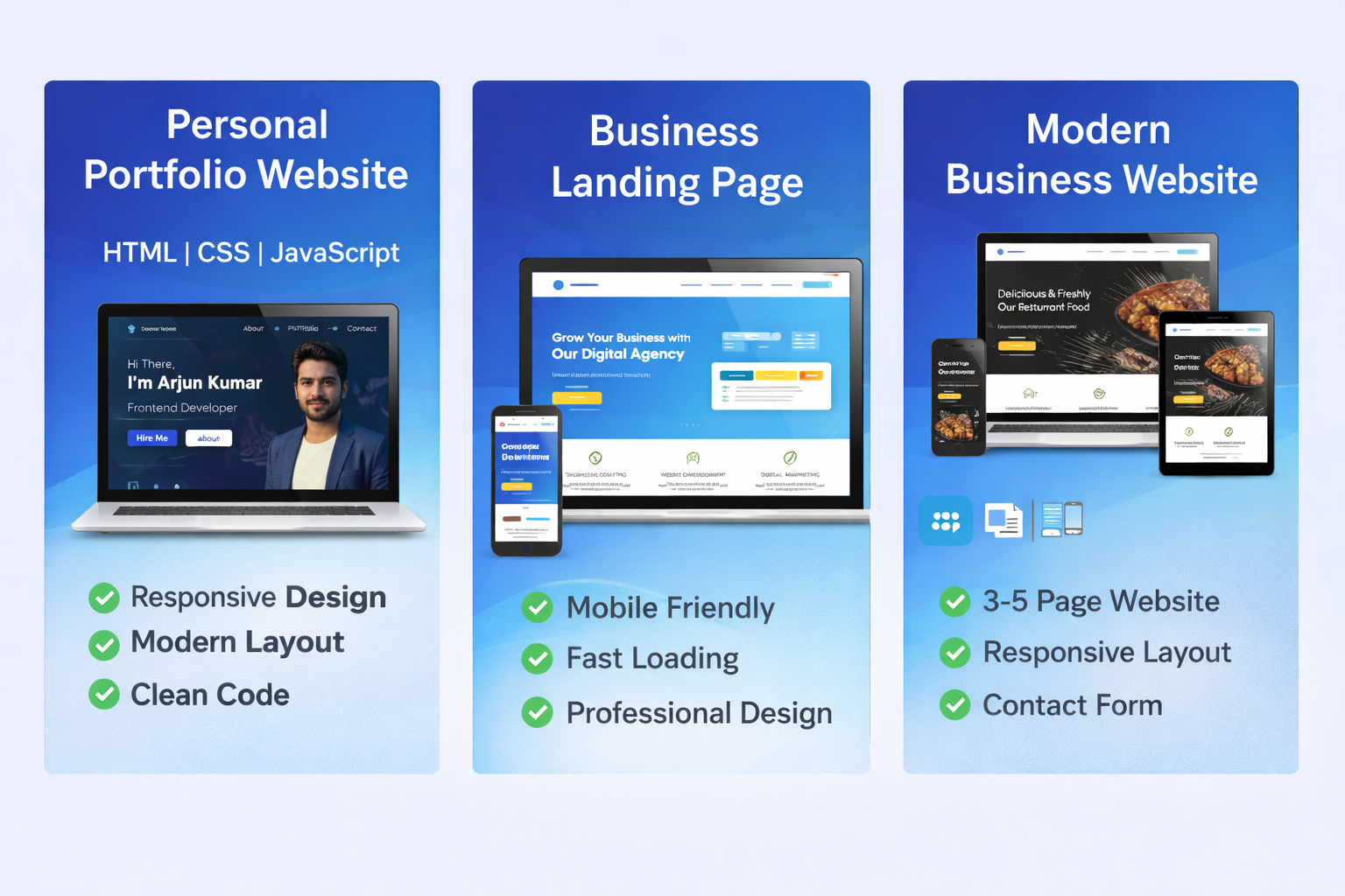 I will create a responsive landing page using HTML CSS JavaScript